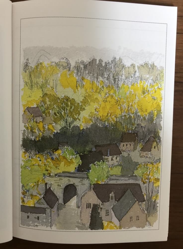 文庫手帳2020のローテンブルク近くの村の風景画