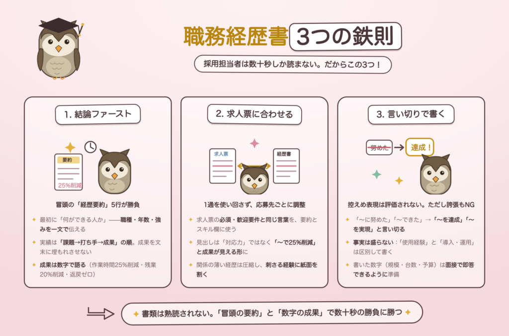40代SEの職務経歴書 3つの鉄則の図解